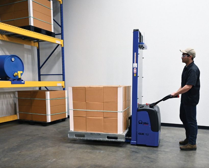 VESTIL Pramac Fork-Over Electric Stacker – 2,500 lb Capacity, 72" Lift Height, Heavy-Duty Steel
