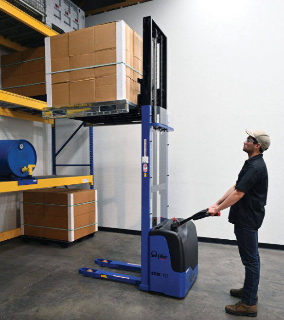 VESTIL Pramac Fork-Over Electric Stacker – 2,500 lb Capacity, 72" Lift Height, Heavy-Duty Steel