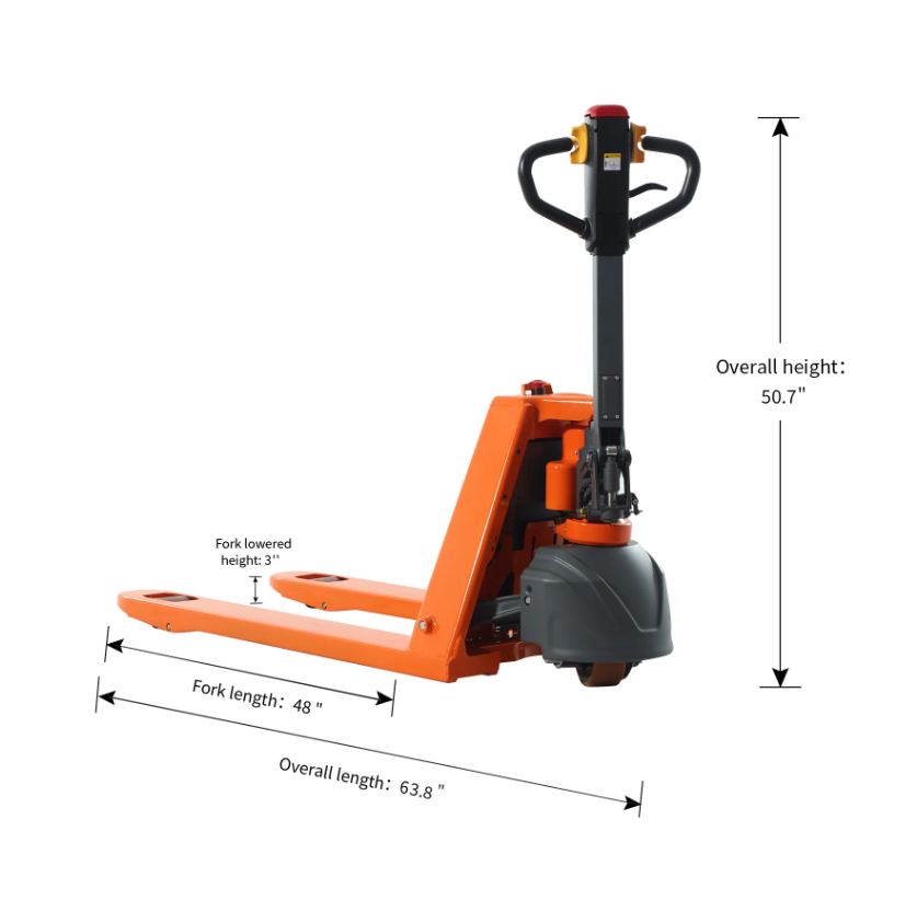 Tory Carrier - Orange Electric Pallet Jack – 3,300 lb Capacity, 27x48 Forks, 24V Lithium Battery