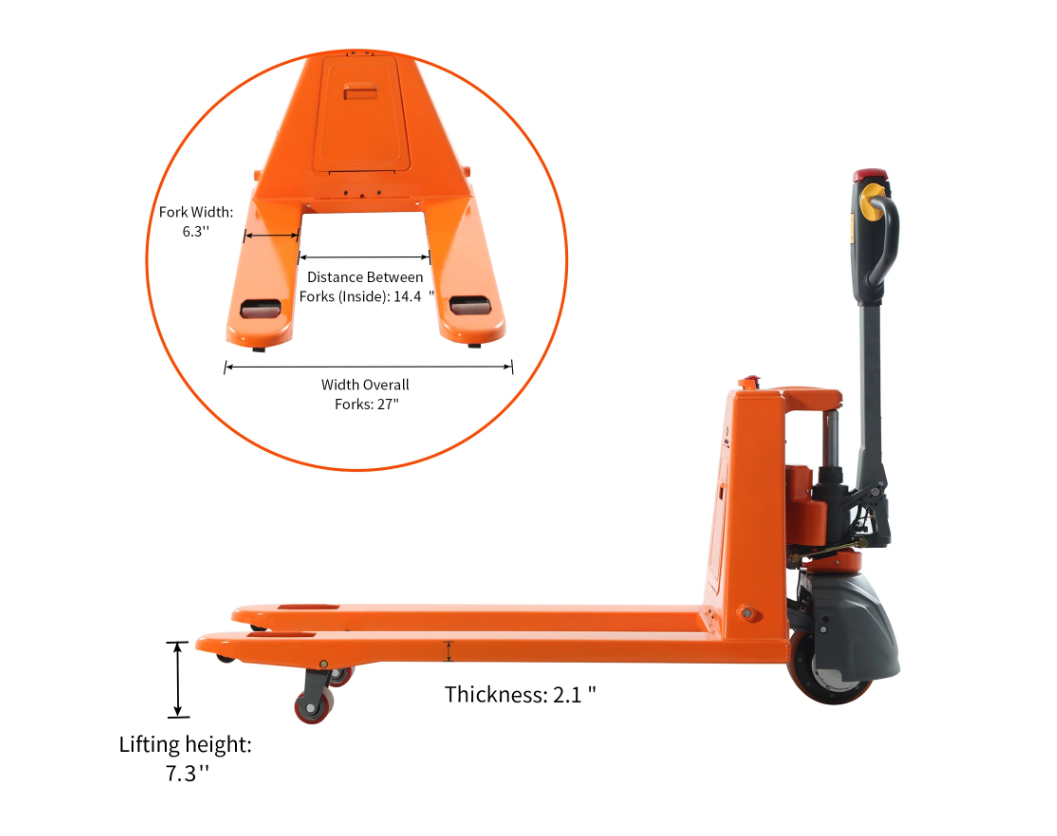 Tory Carrier - Orange Electric Pallet Jack – 3,300 lb Capacity, 27x48 Forks, 24V Lithium Battery
