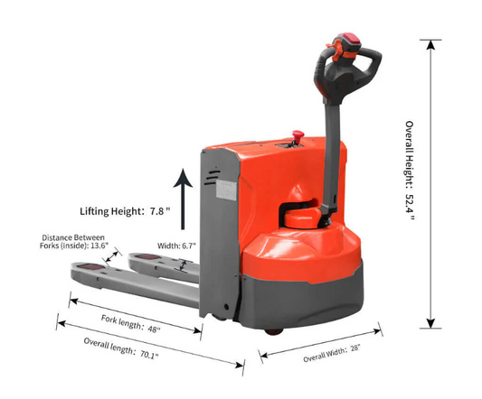 Tory Carrier - Electric Pallet Jack – 4,400 lb Capacity with 48"L x 27"W Forks, Lithium Battery – Model R-1023