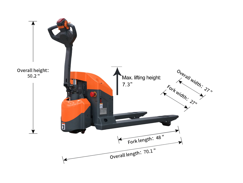 Tory Carrier - Electric Pallet Jack – 3300 lb & 3900 lb Capacity with 48"L x 27"W Forks- 24V GEL battery