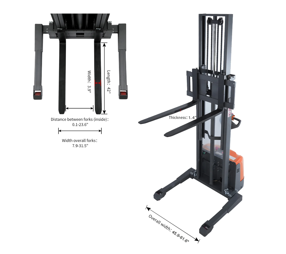Tory Carrier T-3050 Fully Powered Electric Stacker with Straddle Legs – 3,300 lb Capacity, 98″ Lift Height