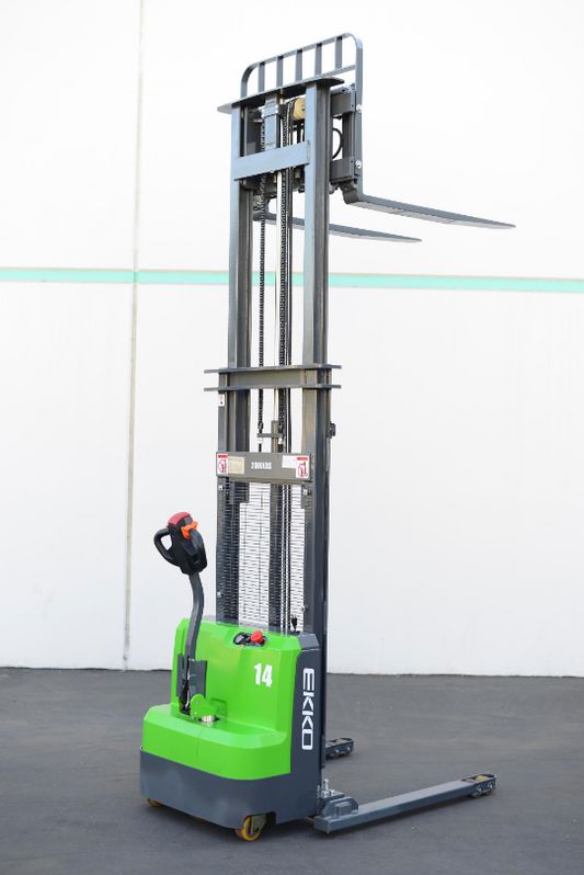 Ekko EK14 3,300 lb Electric Counterbalanced Stacker– 3,300 lb Capacity with Lithium Battery