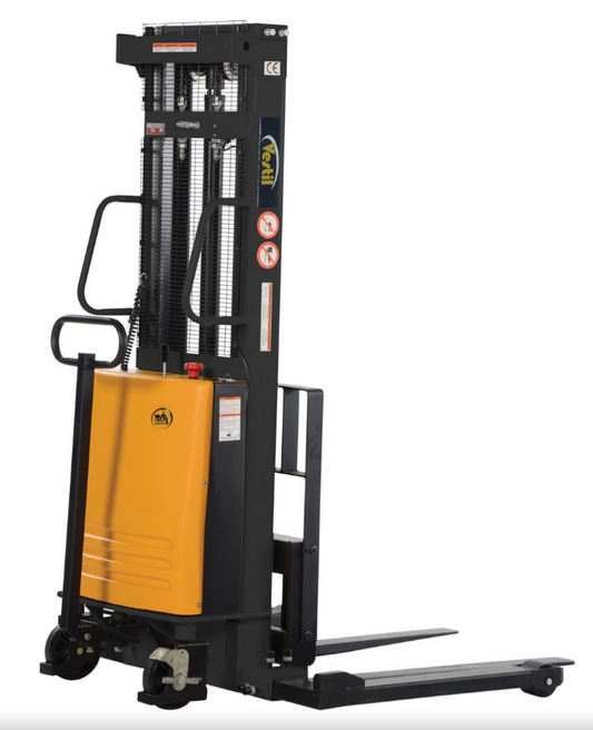Vestil - Adjustable Electric Stacker – Powered Lift, 118" Max Height, 2,000 lb Capacity