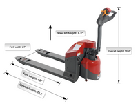 Tory Carrier- Electric Pallet Jack – 4,400 lb Capacity with 48"L × 27"W Forks, GEL Battery Powered