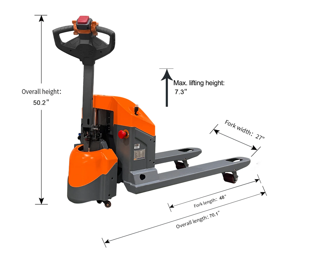 Tory Carrier - Electric Pallet Jack – 3300 lb & 3900 lb Capacity with 48"L x 27"W Forks- 24V GEL battery