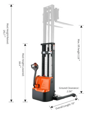 Tory Carrier T-3042 Fully Powered Electric Stacker with Straddle Legs – 2,640 lb Capacity, 118" Lift Height